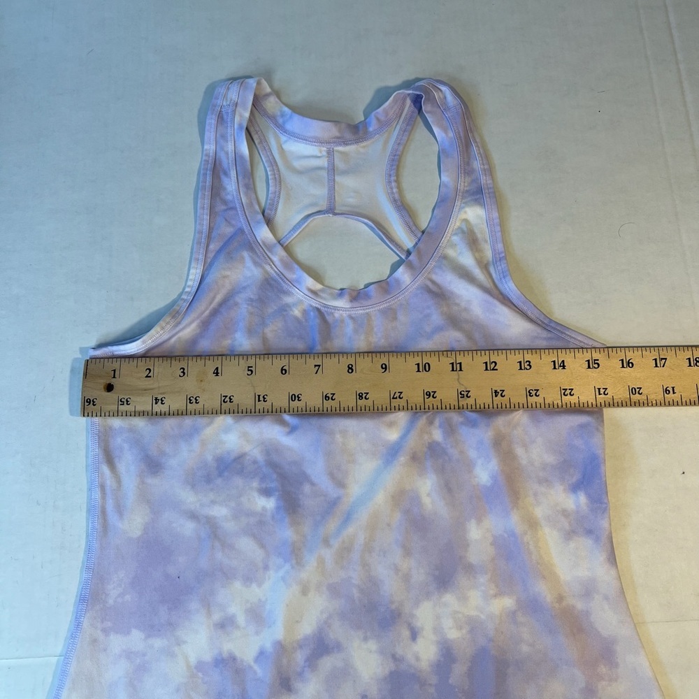 Athleta Sz Small Tie Dye Purple White Tank Racerback Open Back - Picture 6 of 6